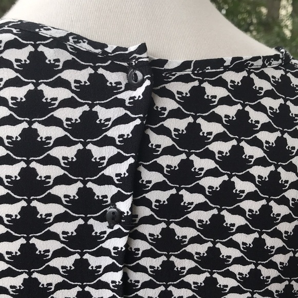 H&M Cheetah Blouse Black Long Sleeve - Size 2 - Picture 6 of 11